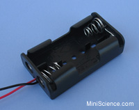 Battery Holder, 2 AA, Plastic